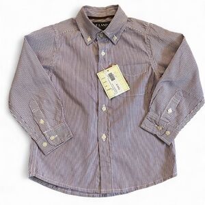 NWT E Land Purple and White Striped Button Down Toddler Boys Shirt Size 2T